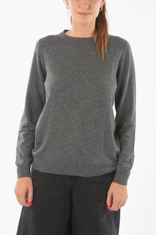 Crew Neck Cashmere Sweater with Neck Micro-beads Detailing