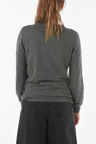 Crew Neck Cashmere Sweater with Neck Micro-beads Detailing