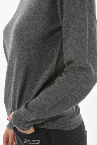 Crew Neck Cashmere Sweater with Neck Micro-beads Detailing