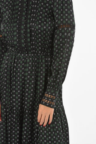 MICHAEL Textured Satin MOSS Midi Dress with Diamond Pattern
