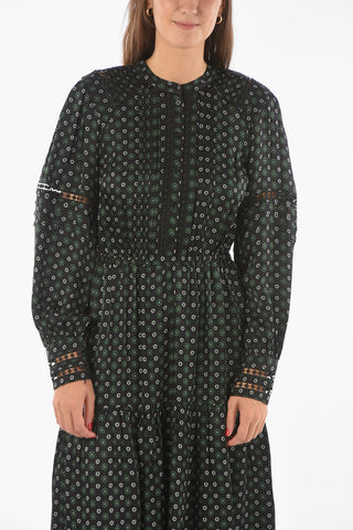 MICHAEL Textured Satin MOSS Midi Dress with Diamond Pattern
