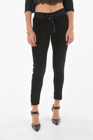 Side Rhinestone Band DESTINY Velvet Joggers