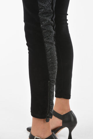 Side Rhinestone Band DESTINY Velvet Joggers
