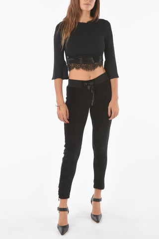 Side Rhinestone Band DESTINY Velvet Joggers