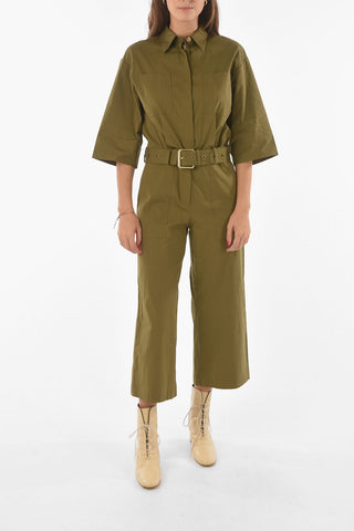 Poplin Cotton Utility Jumpsuit with Belt