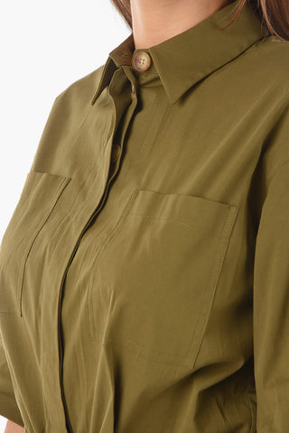 Poplin Cotton Utility Jumpsuit with Belt
