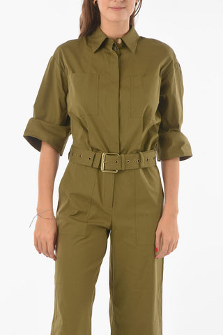 Poplin Cotton Utility Jumpsuit with Belt