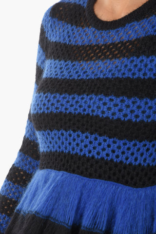 Striped Mohair blend Knitted dress with voluminous skirt