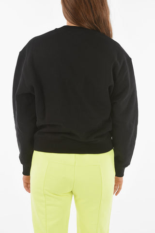 Crew Neck Fleece Cotton Swatshirt with Embroidered Logo