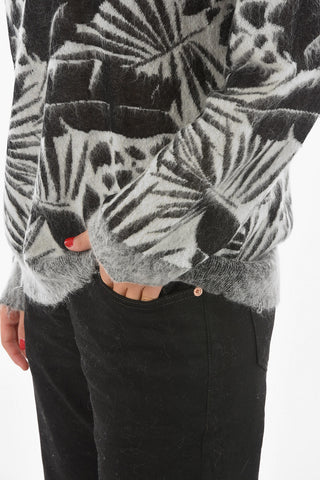 Maglia Girocollo in Misto Mohair con Motivo Vegetale