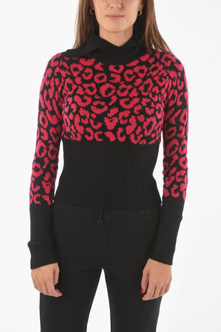 Maglia a Collo Alto in Cashmere con Motivo Animalier