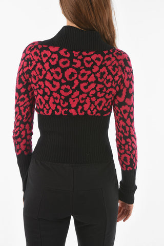 Maglia a Collo Alto in Cashmere con Motivo Animalier