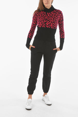 Maglia a Collo Alto in Cashmere con Motivo Animalier