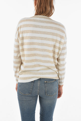 Crew Neck Balanced Stripe Cashmere Sweater