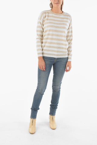 Crew Neck Balanced Stripe Cashmere Sweater