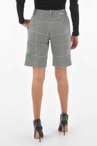 Houndstooth NEW FORMAL Single-pleated Shorts with Contrasting Logo Embroidery