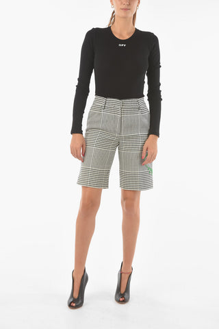 Houndstooth NEW FORMAL Single-pleated Shorts with Contrasting Logo Embroidery