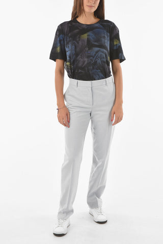 Virgin Wool Cashmere Blend Chino Pants with Belt Loops