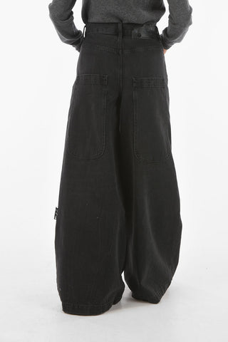 Denim PUMPED Wide-leg Jeans with Lettering Logo