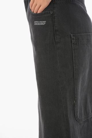 Denim PUMPED Wide-leg Jeans with Lettering Logo
