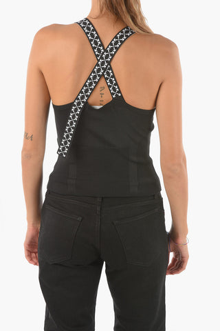 Stretch Fabric BOLD Top with ARROW Printed Crossed Straps