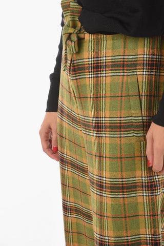 Pantaloni in Flanella con Motivo Tartan ed Elastico in Vita
