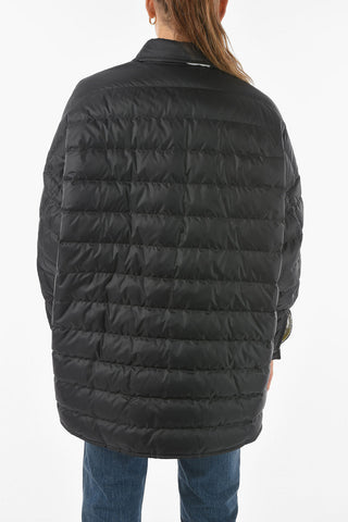 Geometric Patterned Reversible Down Jacket with Pointed Collar