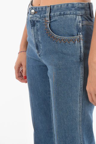 5 Pocket Visible Stitching Bootcut Denims