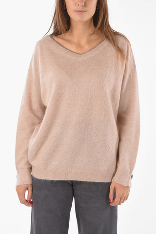 V Neck Mohair Blend Sweater