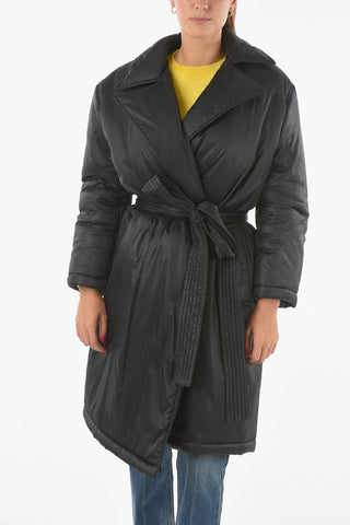 Padded Trench with Polka-dot Meshed Lining Detail