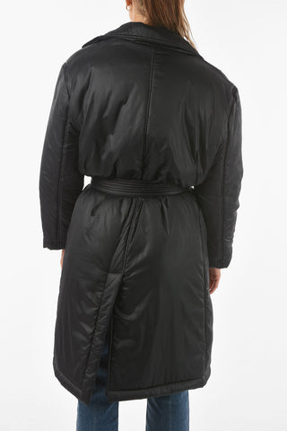 Padded Trench with Polka-dot Meshed Lining Detail