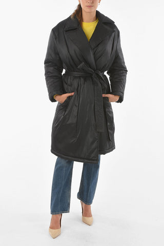 Padded Trench with Polka-dot Meshed Lining Detail