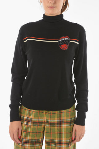 Turtleneck Logoed Wool Sweater