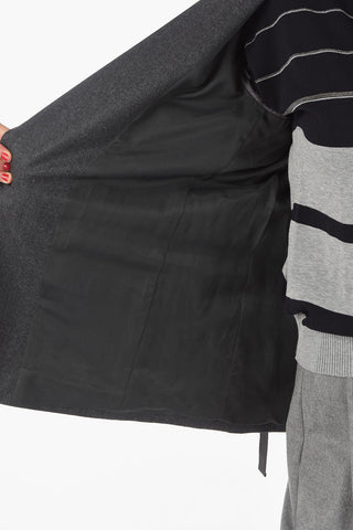 Blazer in Lana con Cintura e Revers a Lancia
