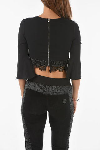 COUTURE Crop Top CAUSE YOU DON'T THINK mit Spitzendetail