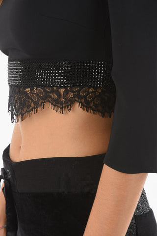 COUTURE Crop Top CAUSE YOU DON'T THINK mit Spitzendetail