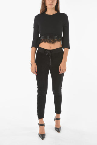 COUTURE Crop Top CAUSE YOU DON'T THINK mit Spitzendetail