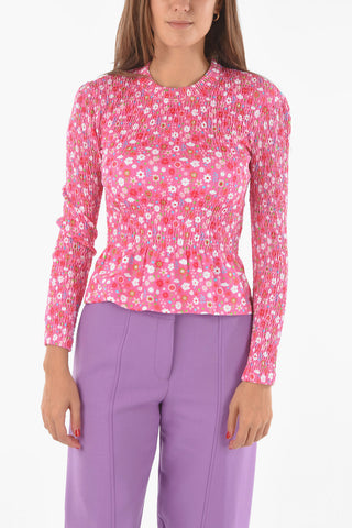 Floral Long-sleeve Smock Top