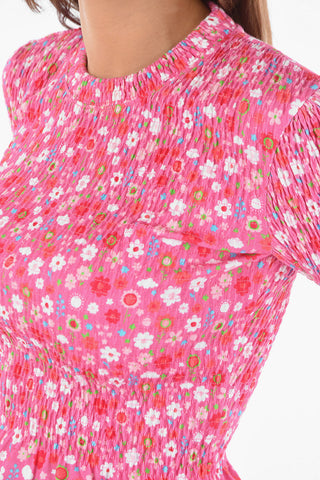 Floral Long-sleeve Smock Top
