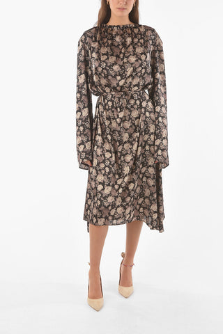 Vestito a Portafoglio con Stampa Rose