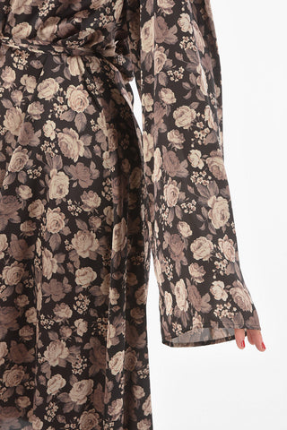 Vestito a Portafoglio con Stampa Rose