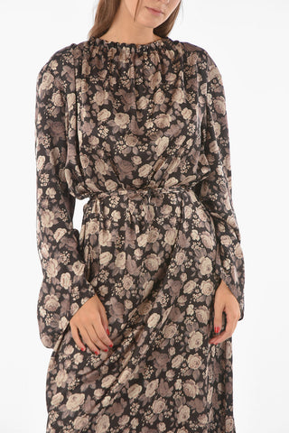 Vestito a Portafoglio con Stampa Rose