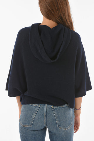 Batwing-Sleeved Hooded Cashmere Sweater