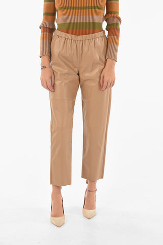 Soft Leather Pants with Wiast Elastic Band