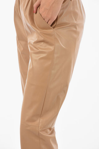 Soft Leather Pants with Wiast Elastic Band