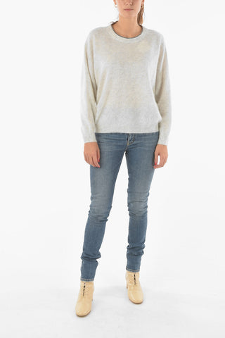 Crew Neck Back Buttoned Mohair Blend Sweater