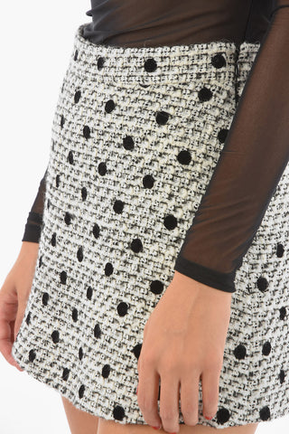 Mini Skort in Tweed con Motivo a Pois