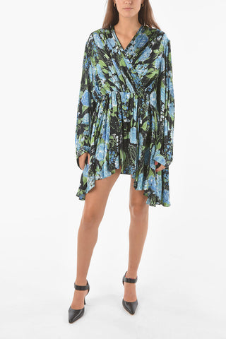 Viscose Satin PEONIES Wrap Dress with Floral Print