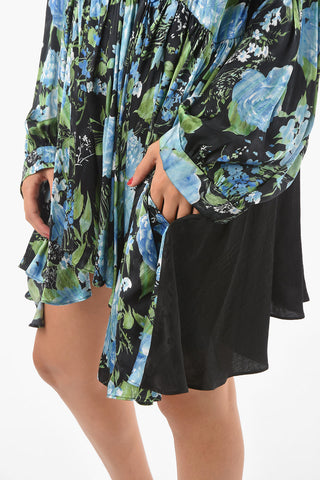 Viscose Satin PEONIES Wrap Dress with Floral Print