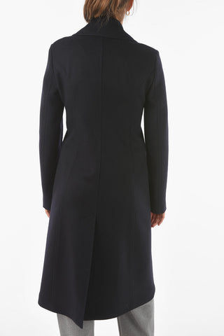 Virgin Wool Cashmere Blend Double-breasted Coat with Metal Logoed Buttons